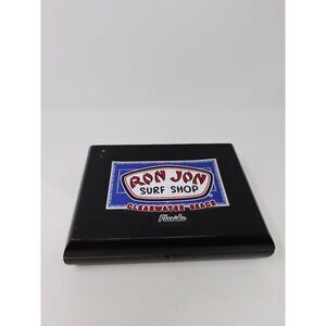 Black Wooden Cigarbox With Ron Jon Surf Shop Sticker Metal Hinges and Gold Label